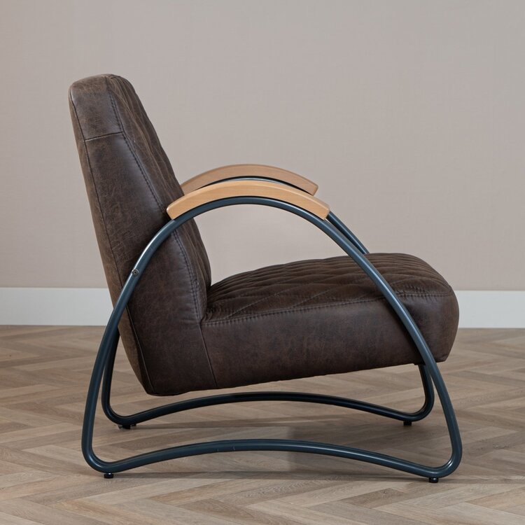 Fauteuil industriel Ivy éco-cuir brun
