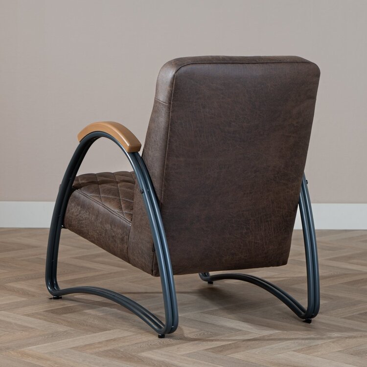 Fauteuil industriel Ivy éco-cuir brun