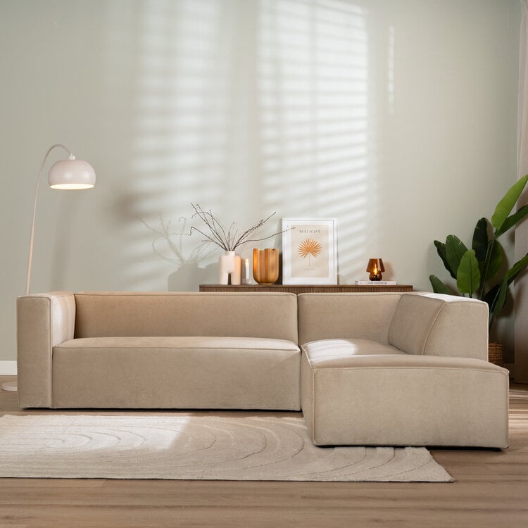 Canapé d'angle en velours Memphis champagne droit