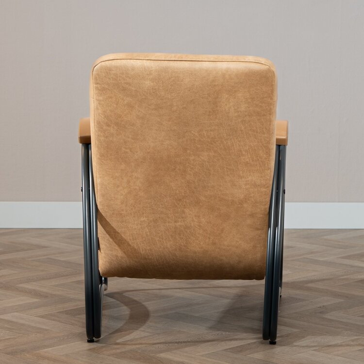 Fauteuil industriel Ivy éco-cuir beige
