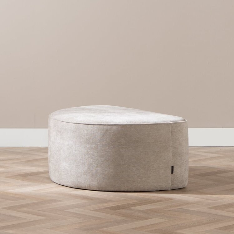Pouf arrondi Neso demi-lune tissu mélange taupe