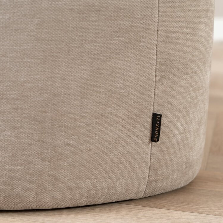 Pouf arrondi Neso demi-lune tissu mélange taupe