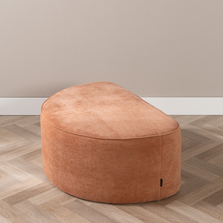 Pouf arrondi Neso demi-lune tissu mélange terracotta