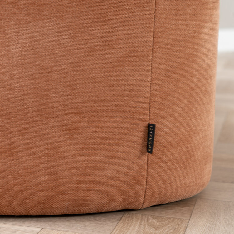 Pouf arrondi Neso demi-lune tissu mélange terracotta