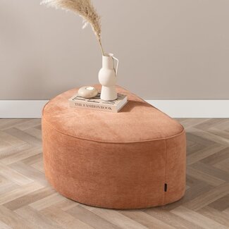 Pouf arrondi Neso demi-lune tissu mélange terracotta