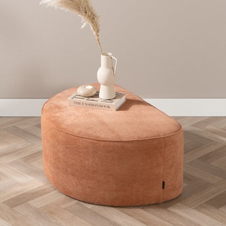 Pouf arrondi Neso demi-lune tissu mélange terracotta