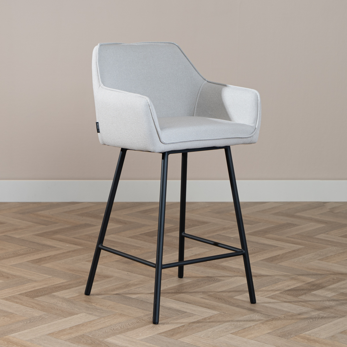 Tabouret de bar scandinave Andor tissu recyclé gris 65-78 cm