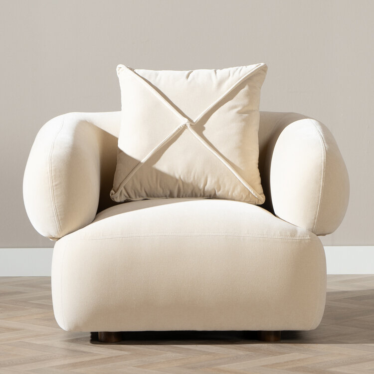 Fauteuil en velours Palermo beige