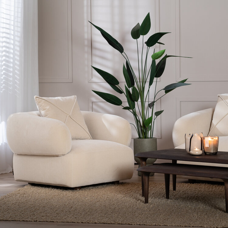 Fauteuil en velours Palermo beige