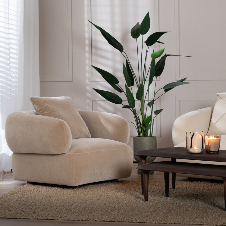 Fauteuil en velours Palermo taupe