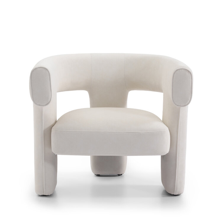 Fauteuil scandinave Bibi chenille blanc cassé