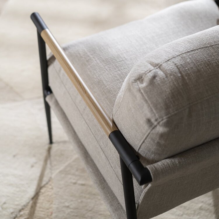 Fauteuil Jade tissu lin taupe