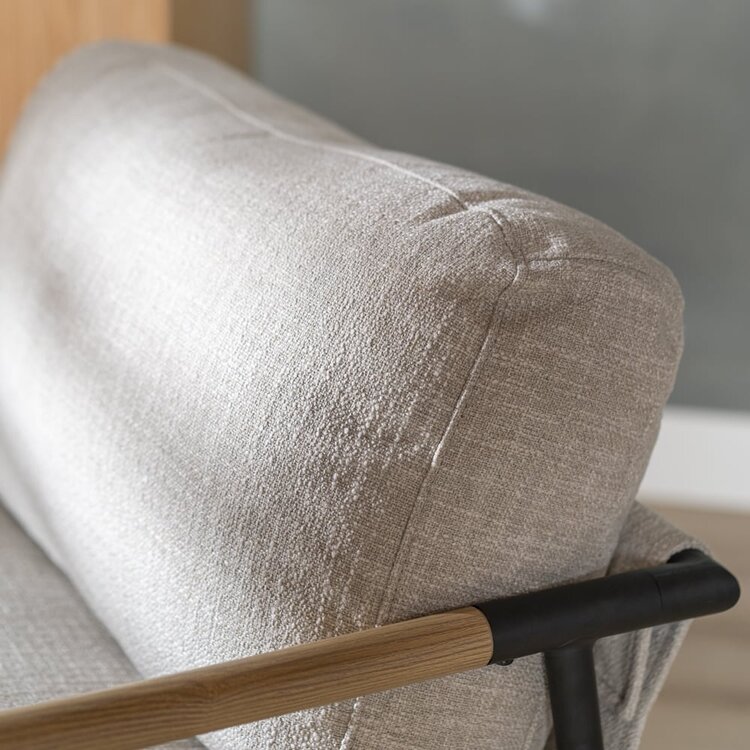 Fauteuil Jade tissu lin taupe