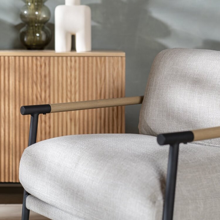 Fauteuil Jade tissu lin taupe