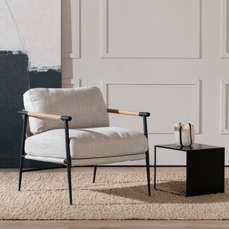 Fauteuil Jade tissu lin taupe