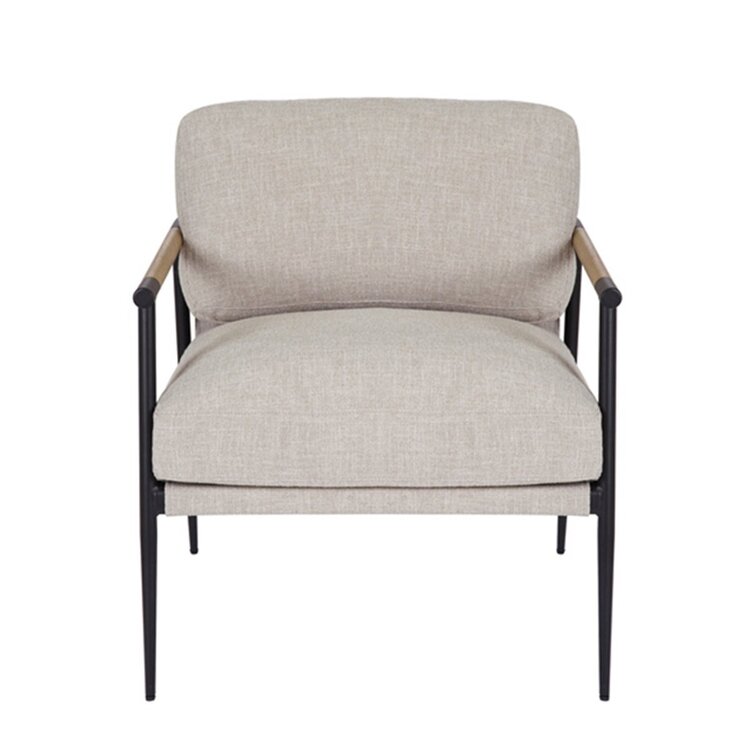 Fauteuil Jade tissu lin taupe