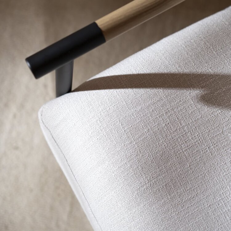 Fauteuil Jade tissu lin blanc cassé