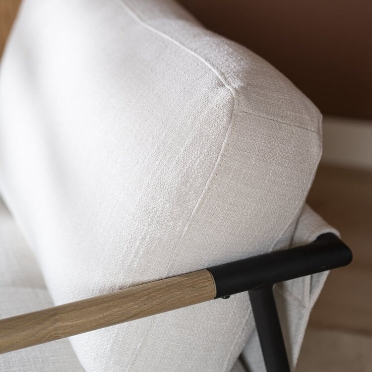 Fauteuil Jade tissu lin blanc cassé