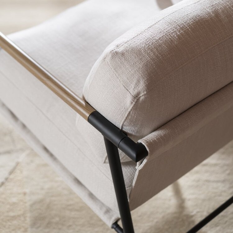 Fauteuil Jade tissu lin blanc cassé