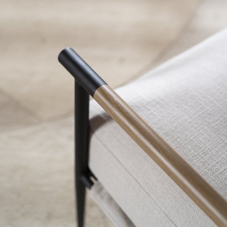 Fauteuil Jade tissu lin blanc cassé