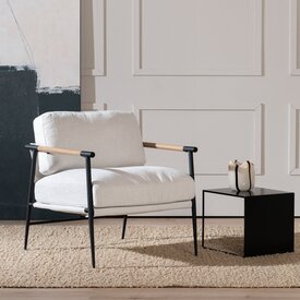 Fauteuil Jade tissu lin blanc cassé