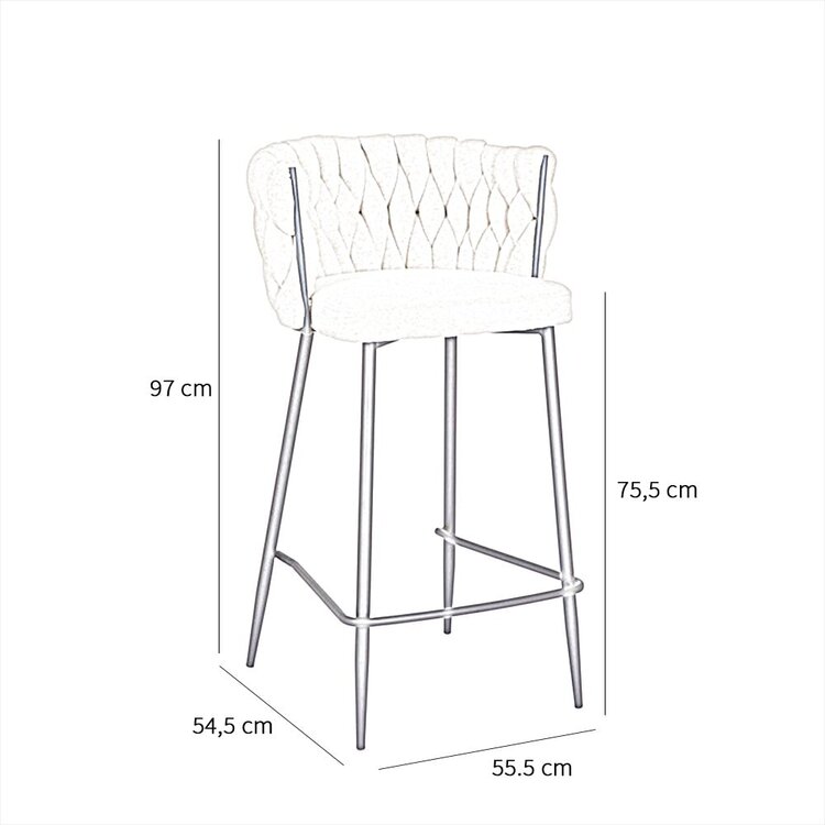 Tabouret de bar River chenille beige 75 cm