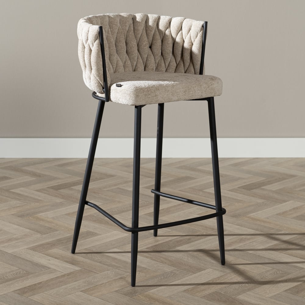 Tabouret de bar River chenille beige 75 cm
