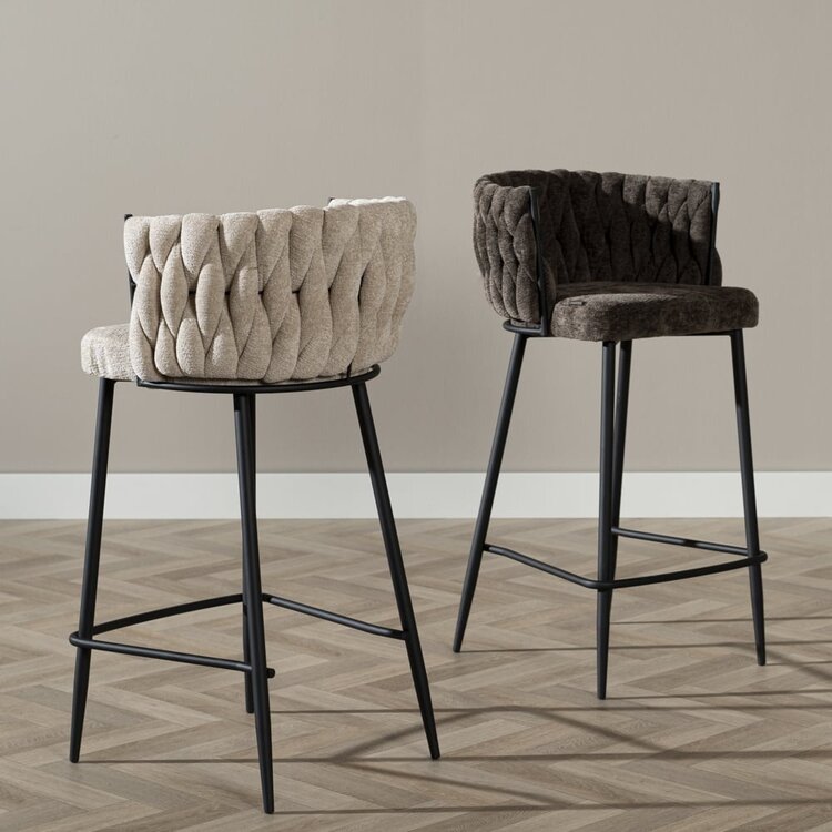 Tabouret de bar River chenille beige 75 cm