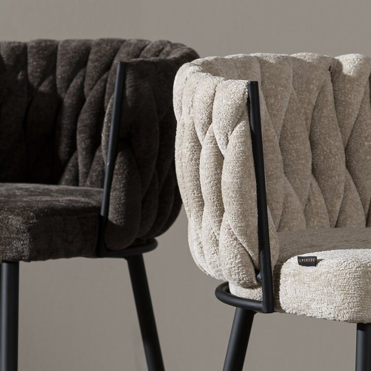 Tabouret de bar River chenille beige 75 cm