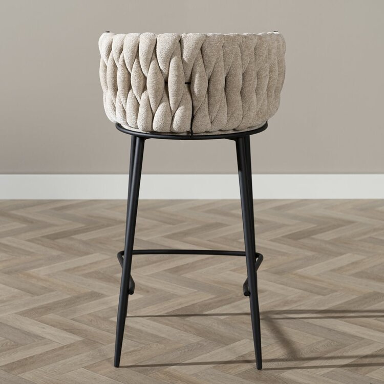 Tabouret de bar River chenille beige 75 cm
