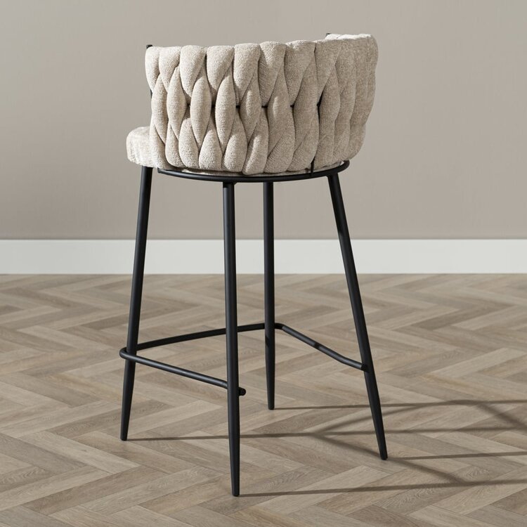 Tabouret de bar River chenille beige 75 cm