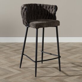 Tabouret de bar River chenille marron 75 cm