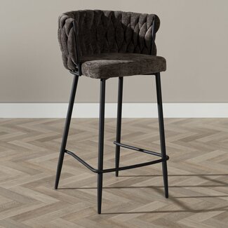 Tabouret de bar River chenille marron 75 cm