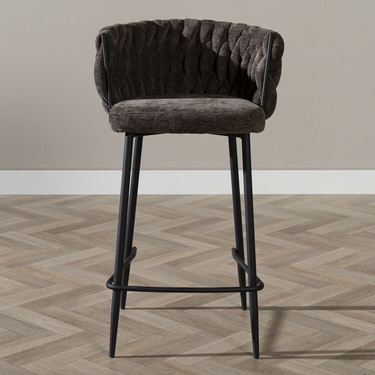 Tabouret de bar River chenille marron 75 cm