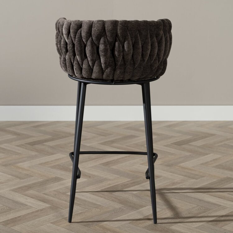 Tabouret de bar River chenille marron 75 cm