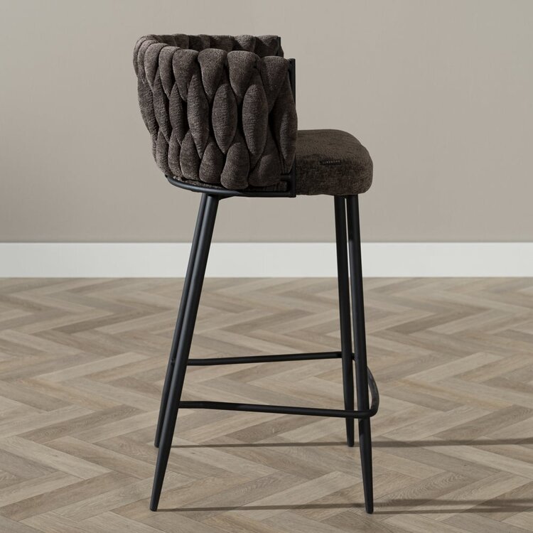 Tabouret de bar River chenille marron 75 cm