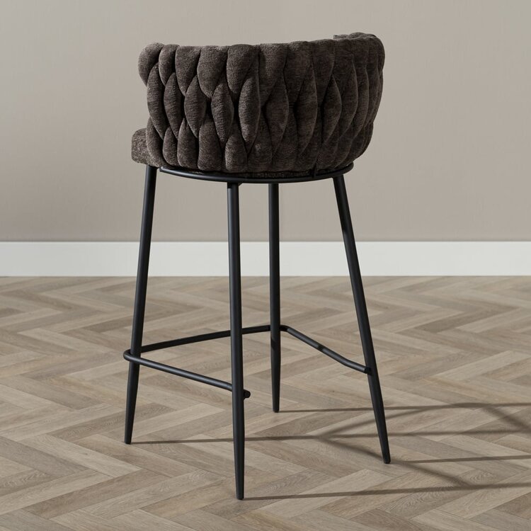 Tabouret de bar River chenille marron 75 cm