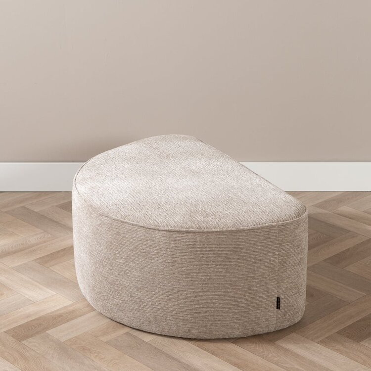 Pouf arrondi Mio demi-lune velours côtelé taupe