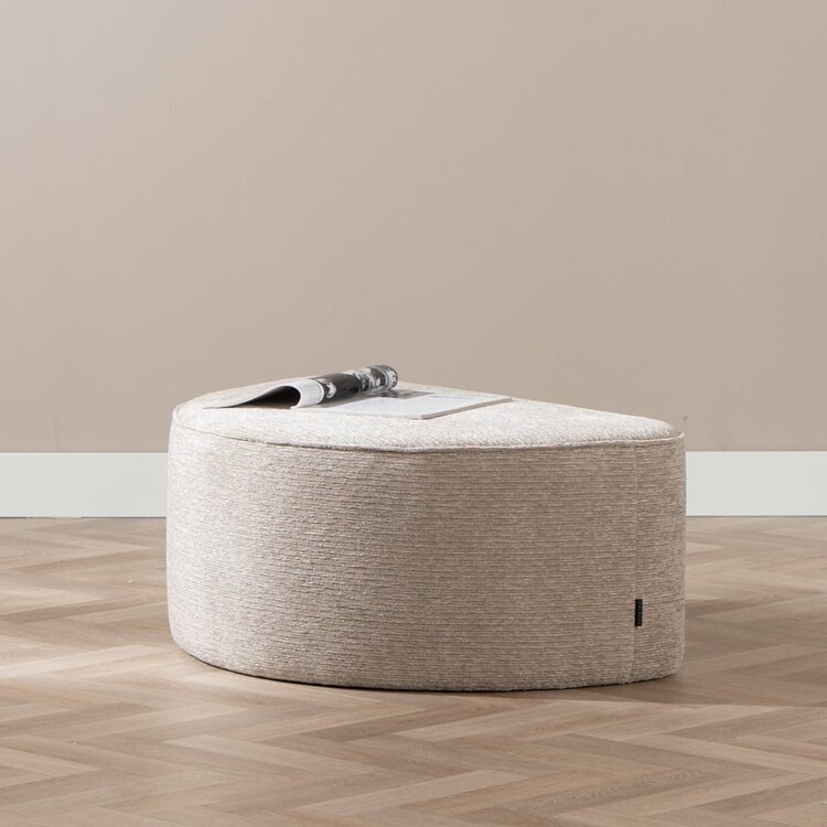 Pouf arrondi Mio demi-lune velours côtelé taupe