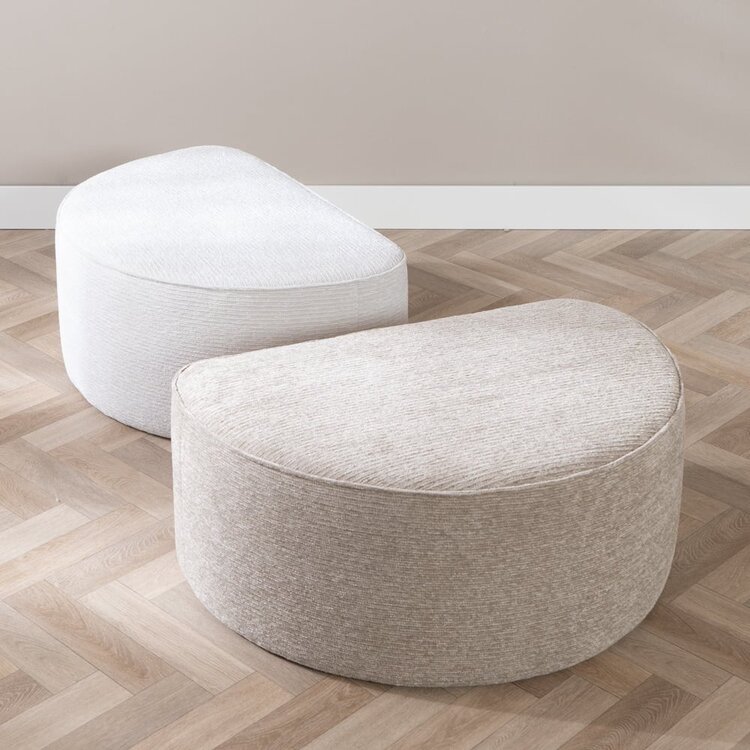 Pouf arrondi Mio demi-lune velours côtelé taupe