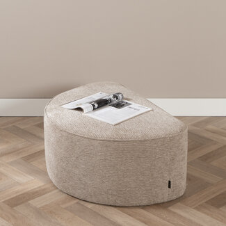 Pouf arrondi Mio demi-lune velours côtelé taupe
