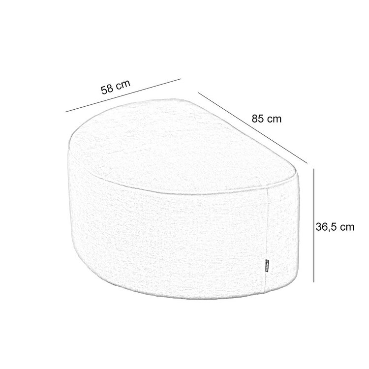 Pouf arrondi Mio demi-lune velours côtelé blanc cassé