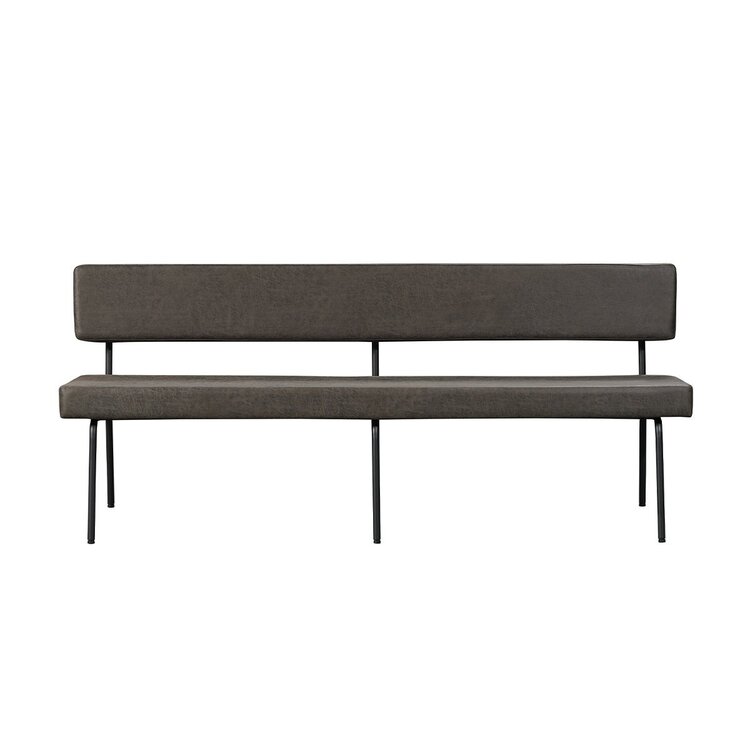 Banc de salle à manger industriel Espen anthracite éco-cuir 190 cm