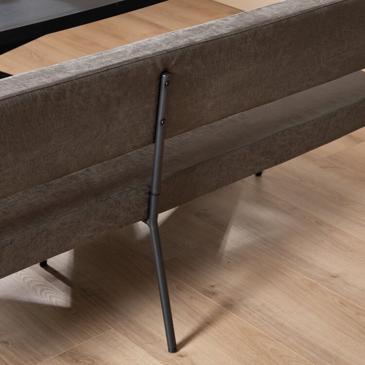 Banc de salle à manger industriel Espen anthracite éco-cuir 190 cm