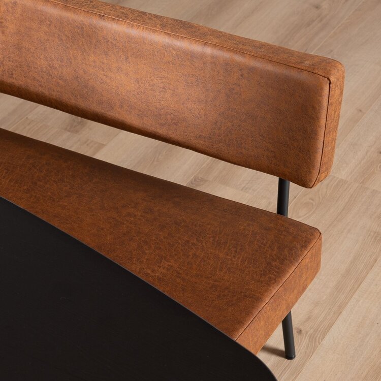 Banc de salle à manger industriel Espen cognac éco-cuir 190 cm