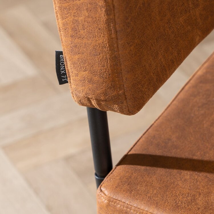 Banc de salle à manger industriel Espen cognac éco-cuir 190 cm