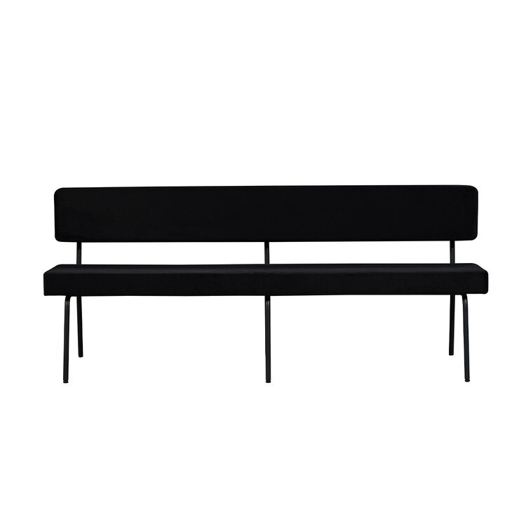 Banc de salle à manger en velours Espen noir 190 cm