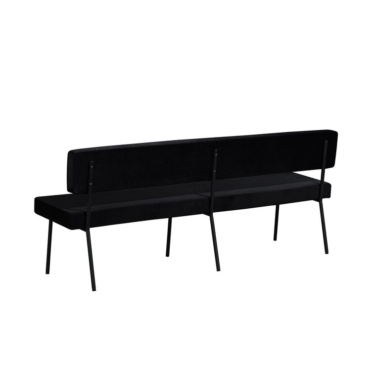 Banc de salle à manger en velours Espen noir 190 cm