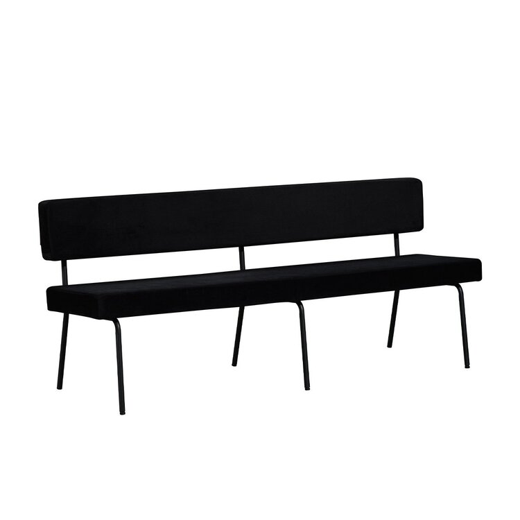 Banc de salle à manger en velours Espen noir 190 cm