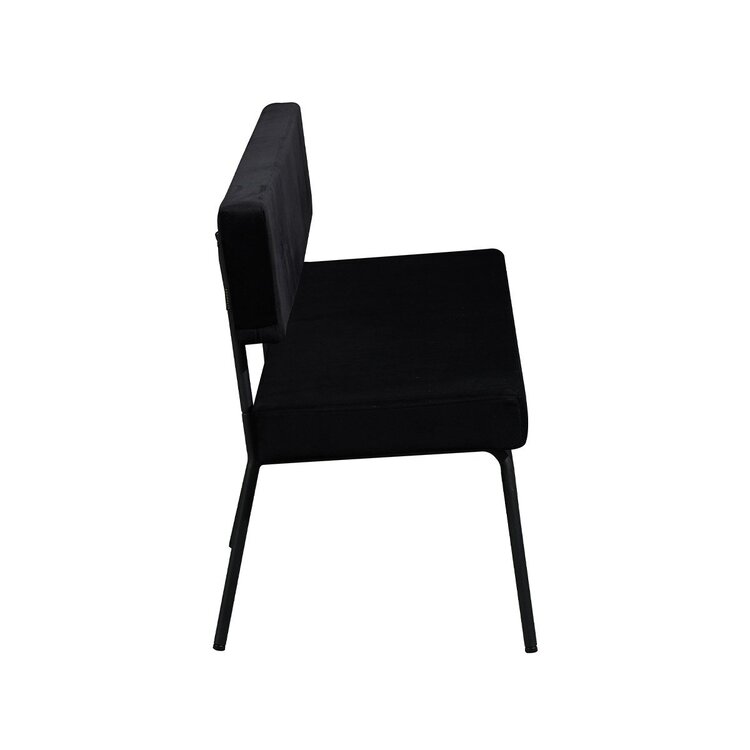 Banc de salle à manger en velours Espen noir 190 cm